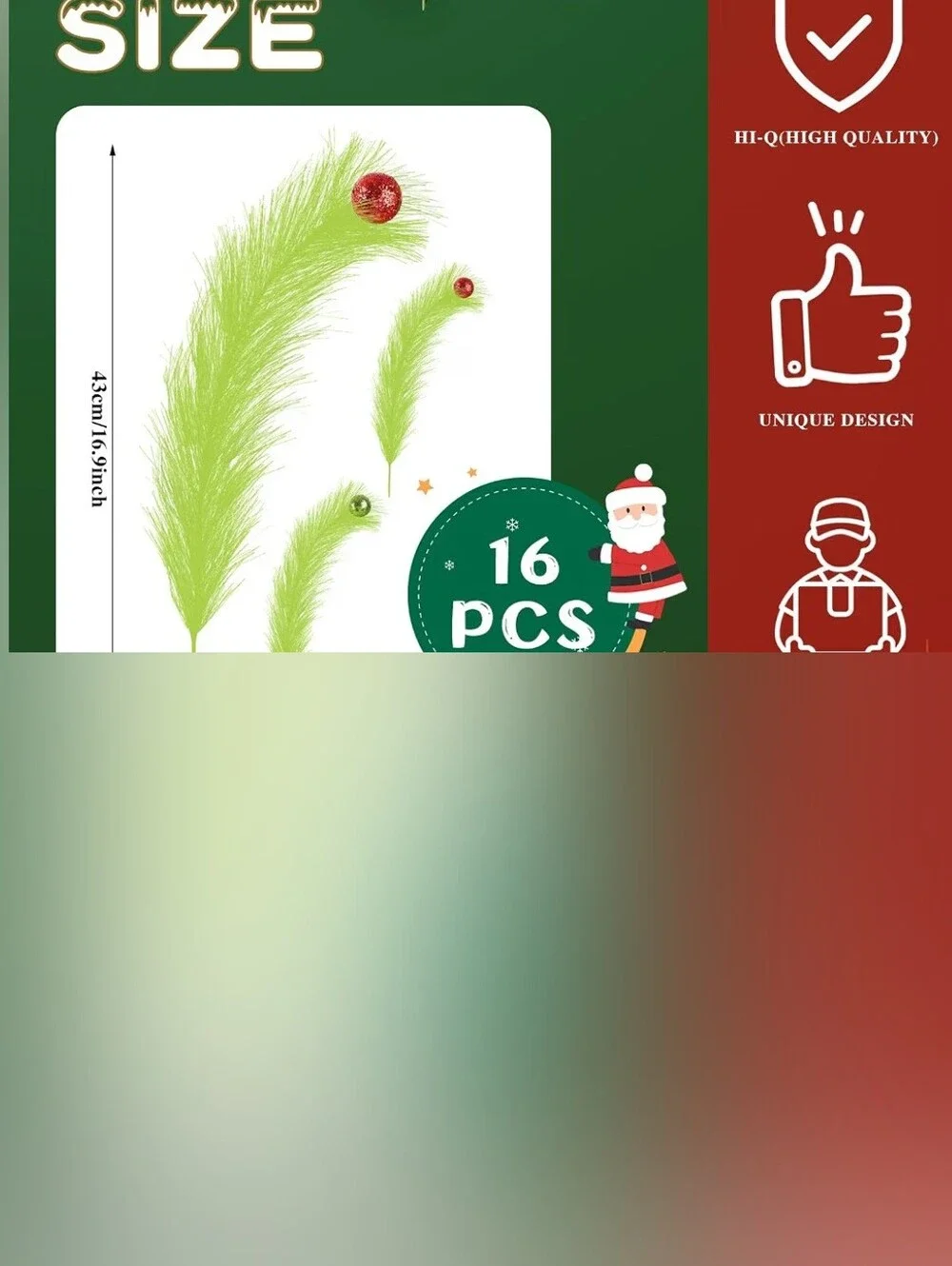 Lime Green Feather Christmas Pick Ornaments - Set of Decorative Sprays. 16. NWT.